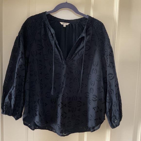 Splendid Taylor Eyelet Cotton Top.   Navy Size Small - Picture 3 of 7